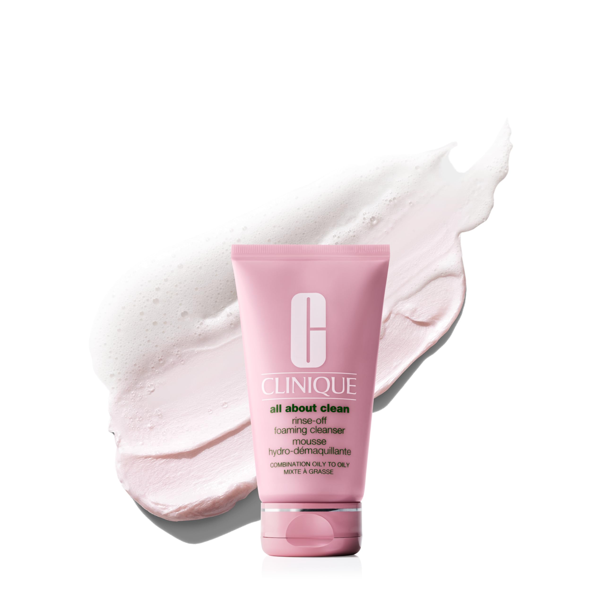 Clinique All About Clean Rinse-Off Foaming Face Wash | Face Cleanser With Hyaluronic Acid + Glycerin For Oily Skin Types | Dissolves Makeup + Sunscreen