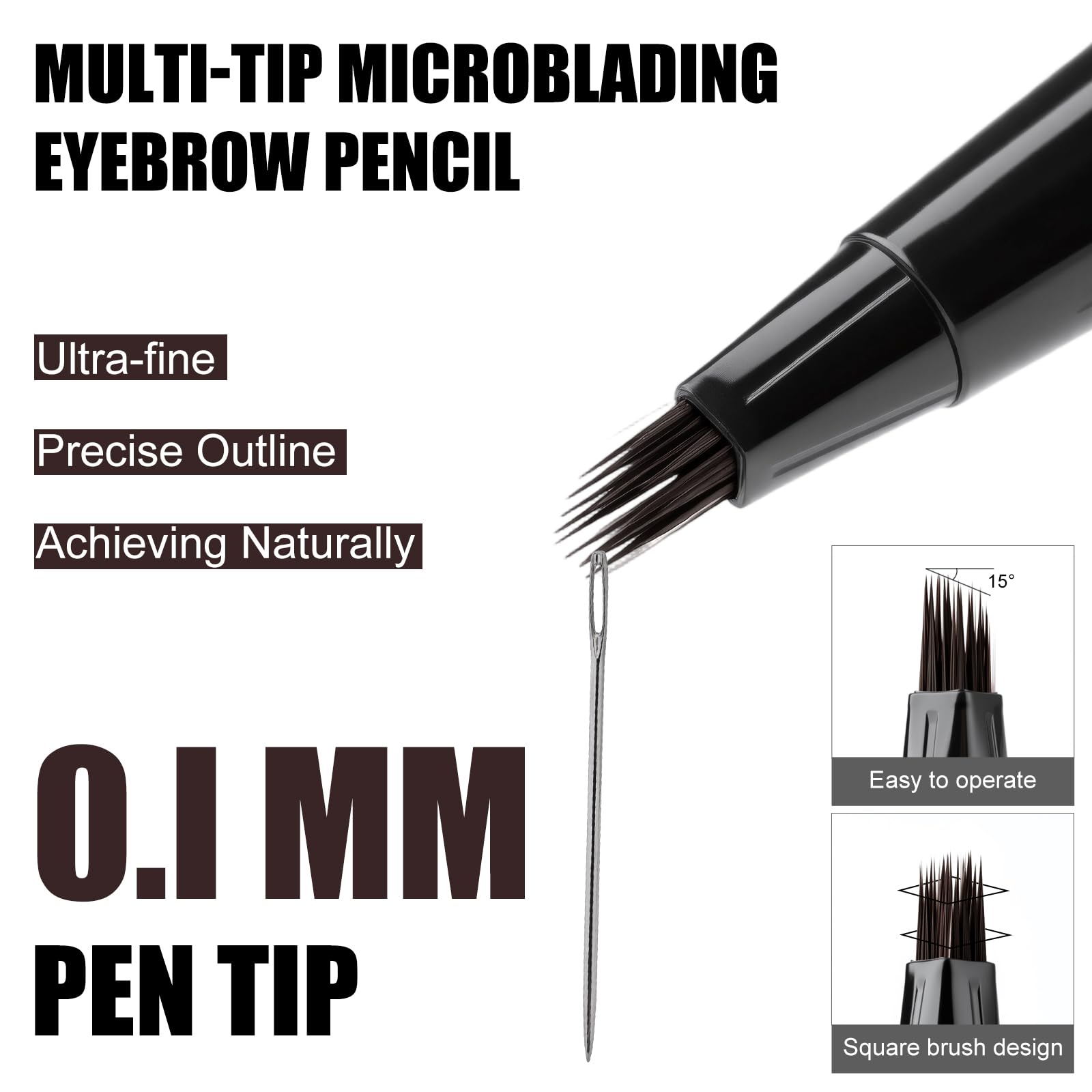HECI BEAUTY Microblading Eyebrow Pencil - Waterproof Hair Stroke Brush with 3D Fiber Technology | 24HR Smudge-Proof | Natural Looking Brows Filler | Easy Apply & Gifts for Women, Brown