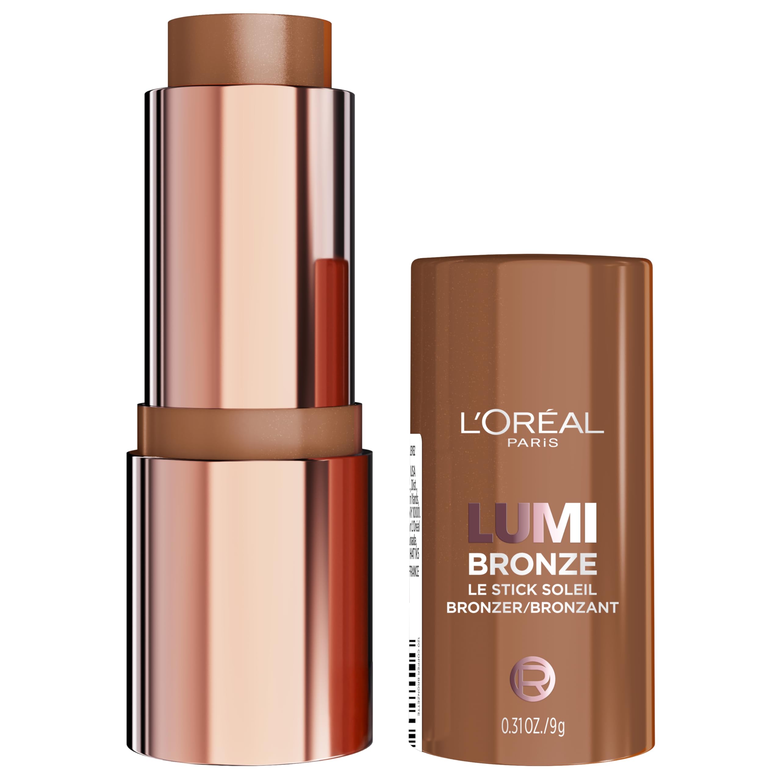 L'Oreal Paris Lumi Bronze Le Stick Soleil Bronzer Stick, Cream-To-Powder Bronzer For A Sunkissed Face Makeup Glow, 100 Sunkissed Rosé