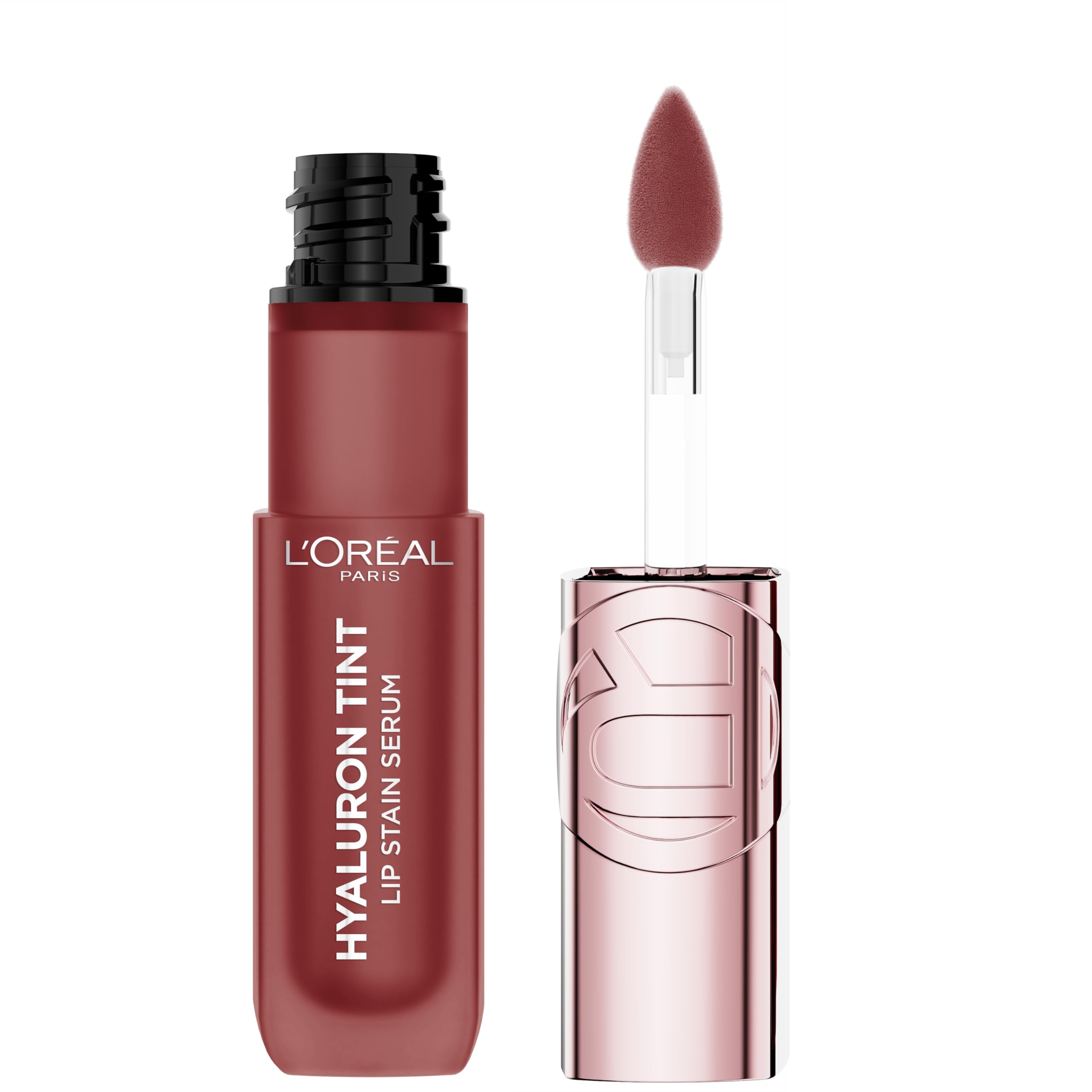 L'Oreal Paris Hyaluron Tint Lip Stain Serum, Long Lasting, Hydrating Lip Makeup Infused with Hyaluronic Acid, 217 Smoky Mauve (Dusky Pink)