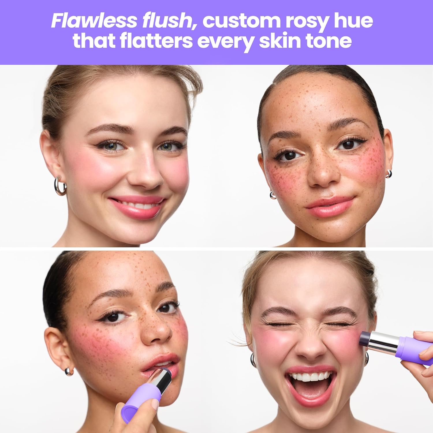 Wonderskin Cream Blush Stick pH-Activated - pHlush Stick Multi-Use, Blush for Cheeks and Lips, Cooling Nourishing Color-Adjusting Makeup
