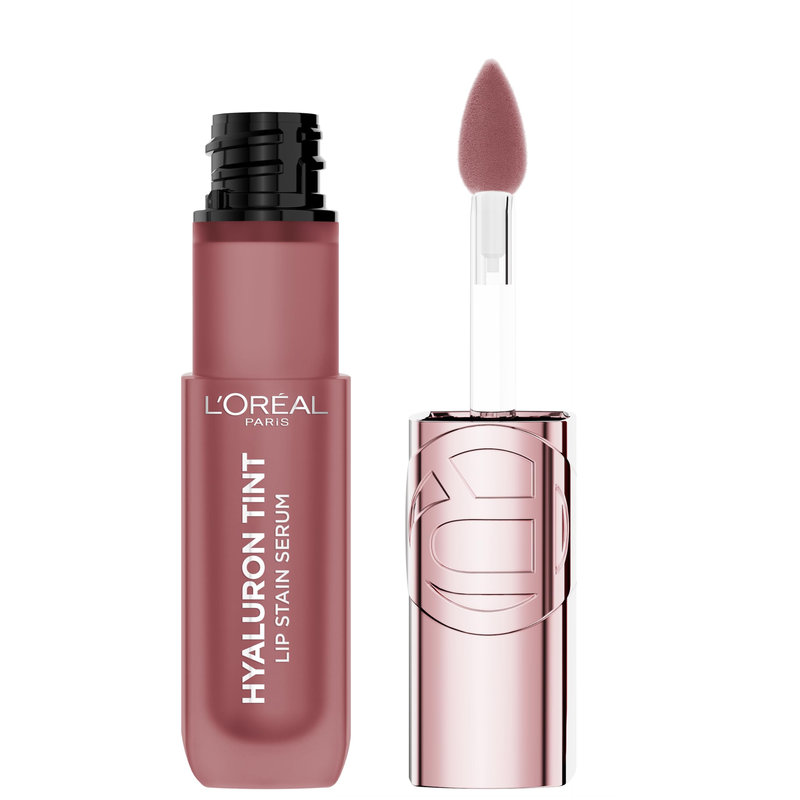 L'Oreal Paris Hyaluron Tint Lip Stain Serum, Long Lasting, Hydrating Lip Makeup Infused with Hyaluronic Acid, 217 Smoky Mauve (Dusky Pink)