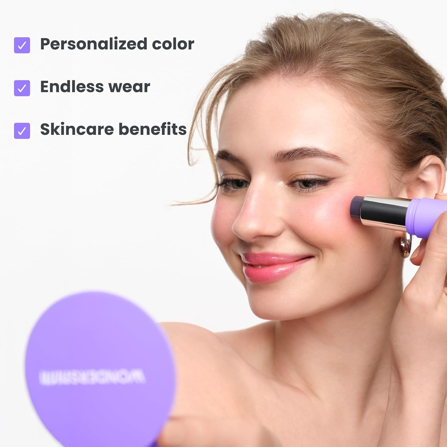 Wonderskin Cream Blush Stick pH-Activated - pHlush Stick Multi-Use, Blush for Cheeks and Lips, Cooling Nourishing Color-Adjusting Makeup