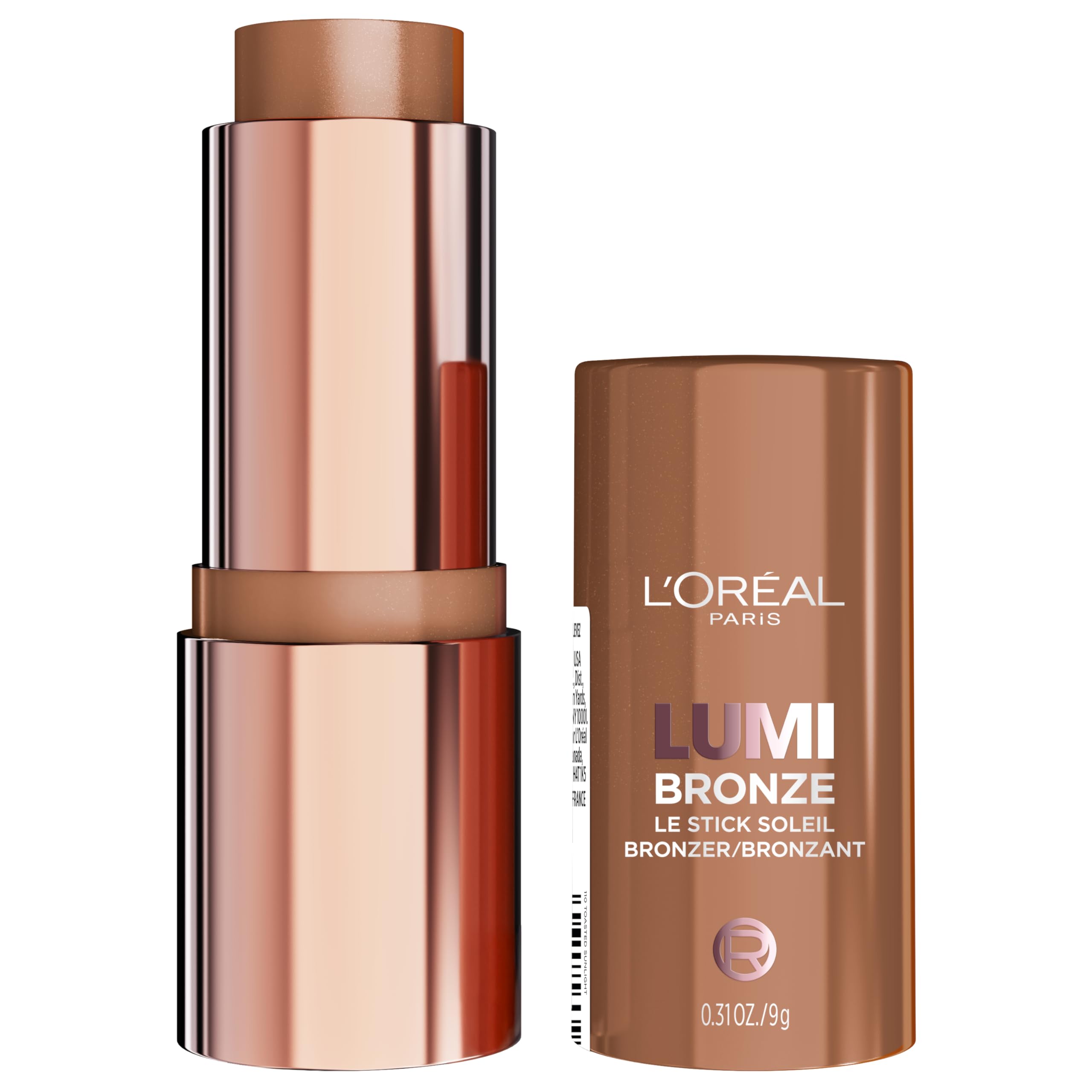 L'Oreal Paris Lumi Bronze Le Stick Soleil Bronzer Stick, Cream-To-Powder Bronzer For A Sunkissed Face Makeup Glow, 100 Sunkissed Rosé