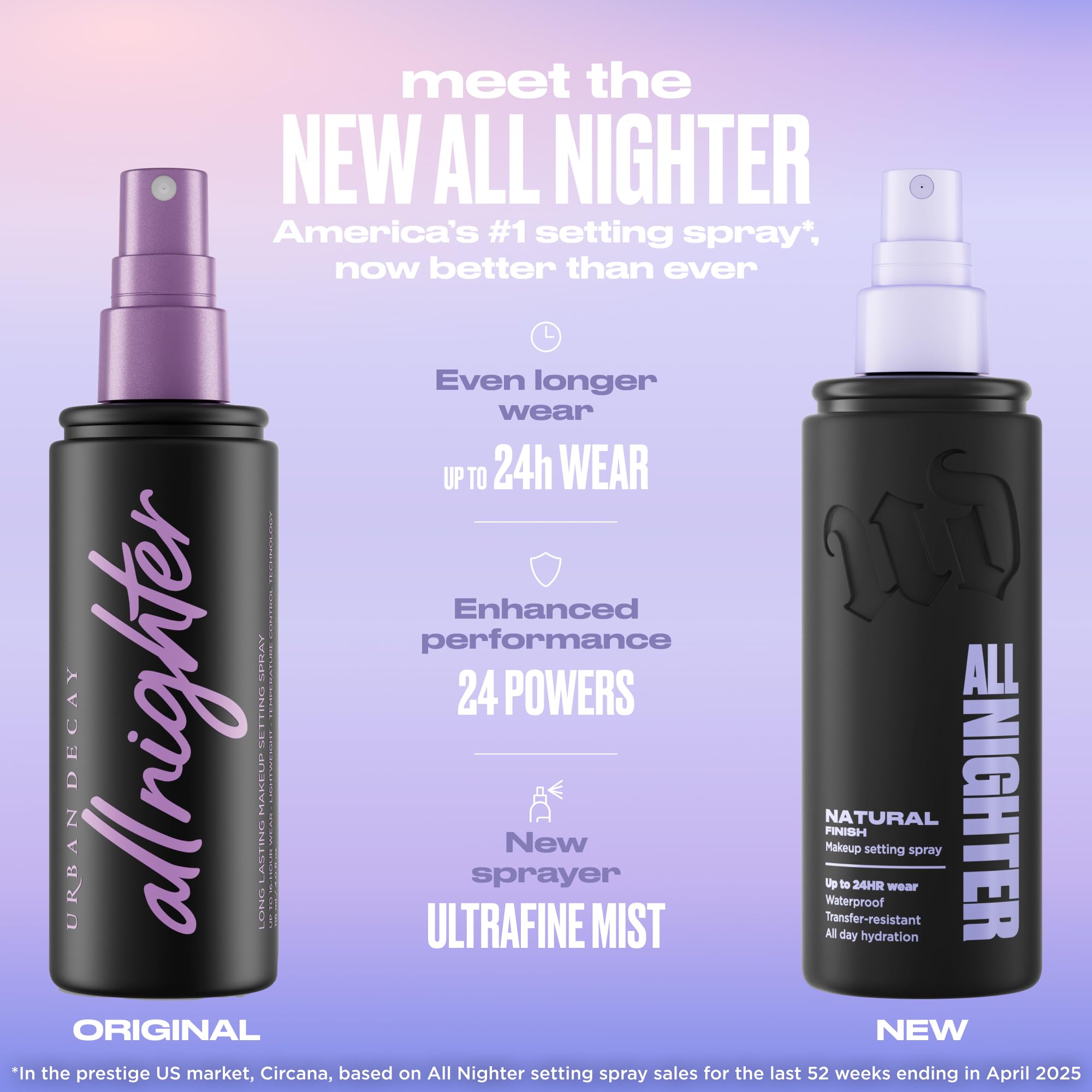 Urban Decay All Nighter Waterproof Makeup Setting Spray - Up to 24HR Wear, Natural Finish, Ultra-Fine Facial Mist, Transfer-Resistant, Foundation Face Primer, Hydrating, For All Skin Types