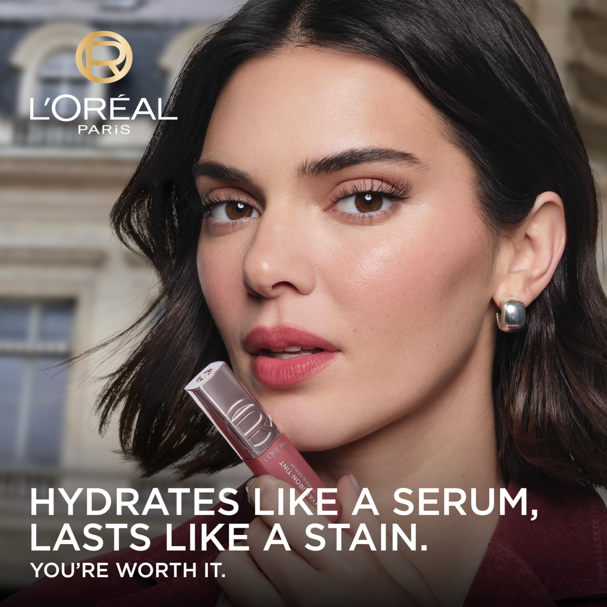 L'Oreal Paris Hyaluron Tint Lip Stain Serum, Long Lasting, Hydrating Lip Makeup Infused with Hyaluronic Acid, 217 Smoky Mauve (Dusky Pink)