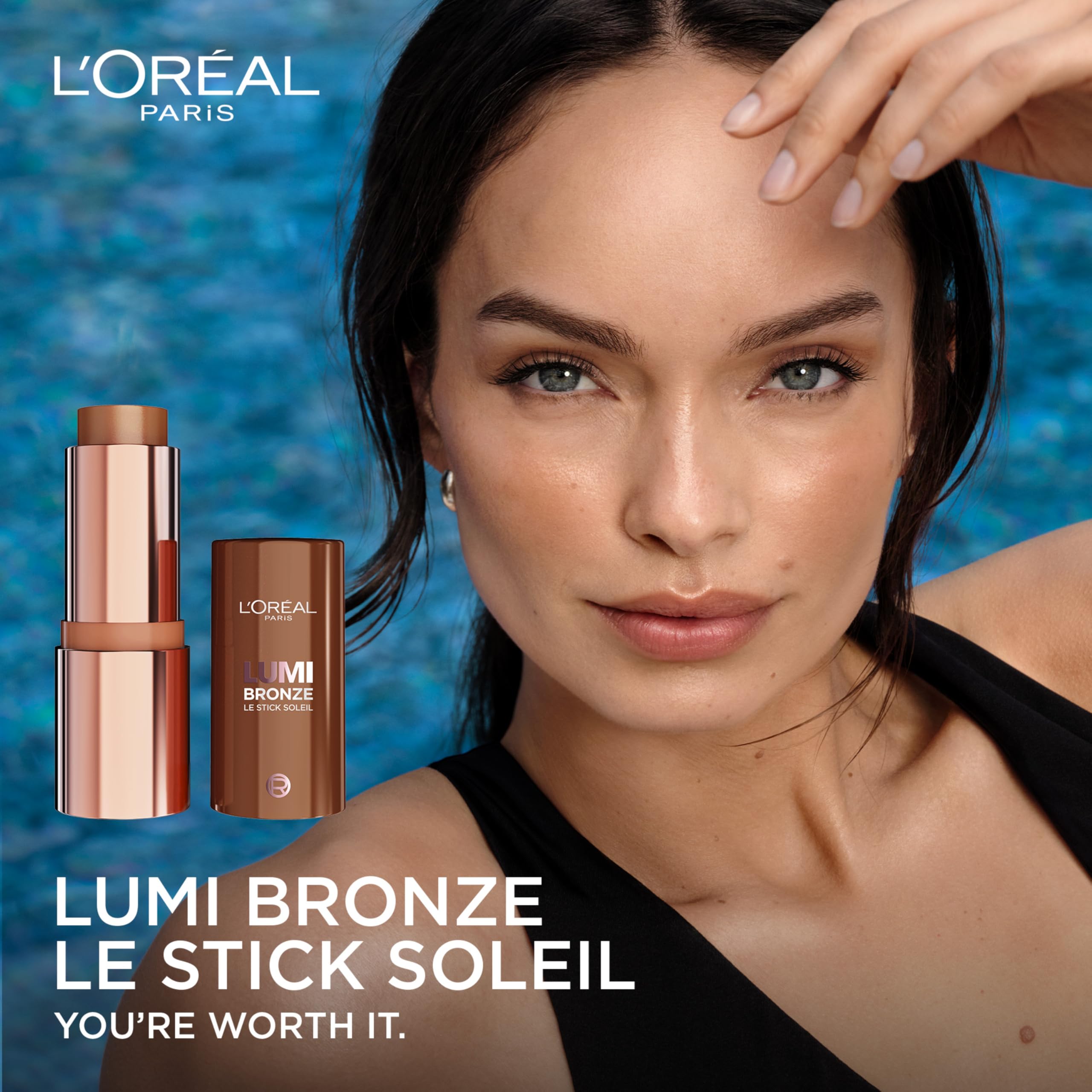 L'Oreal Paris Lumi Bronze Le Stick Soleil Bronzer Stick, Cream-To-Powder Bronzer For A Sunkissed Face Makeup Glow, 100 Sunkissed Rosé