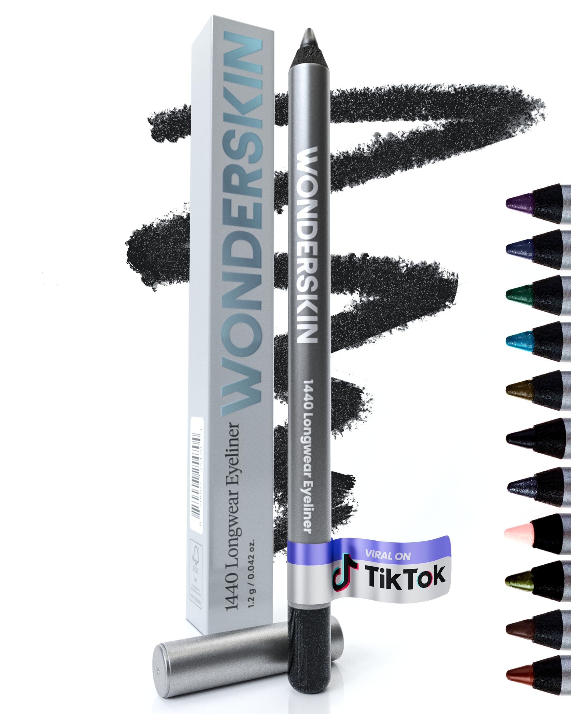 Wonderskin Eyeliner Pencil, 1440 Longwear Deep Black Eyeliner Pencil - Waterproof, Sharpenable & Smudge Proof (Liquorice)