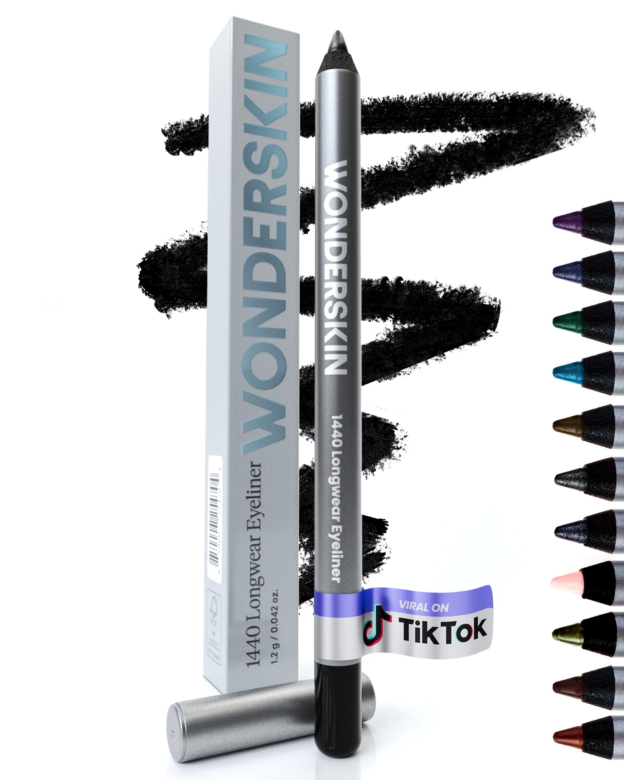 Wonderskin Eyeliner Pencil, 1440 Longwear Deep Black Eyeliner Pencil - Waterproof, Sharpenable & Smudge Proof (Liquorice)